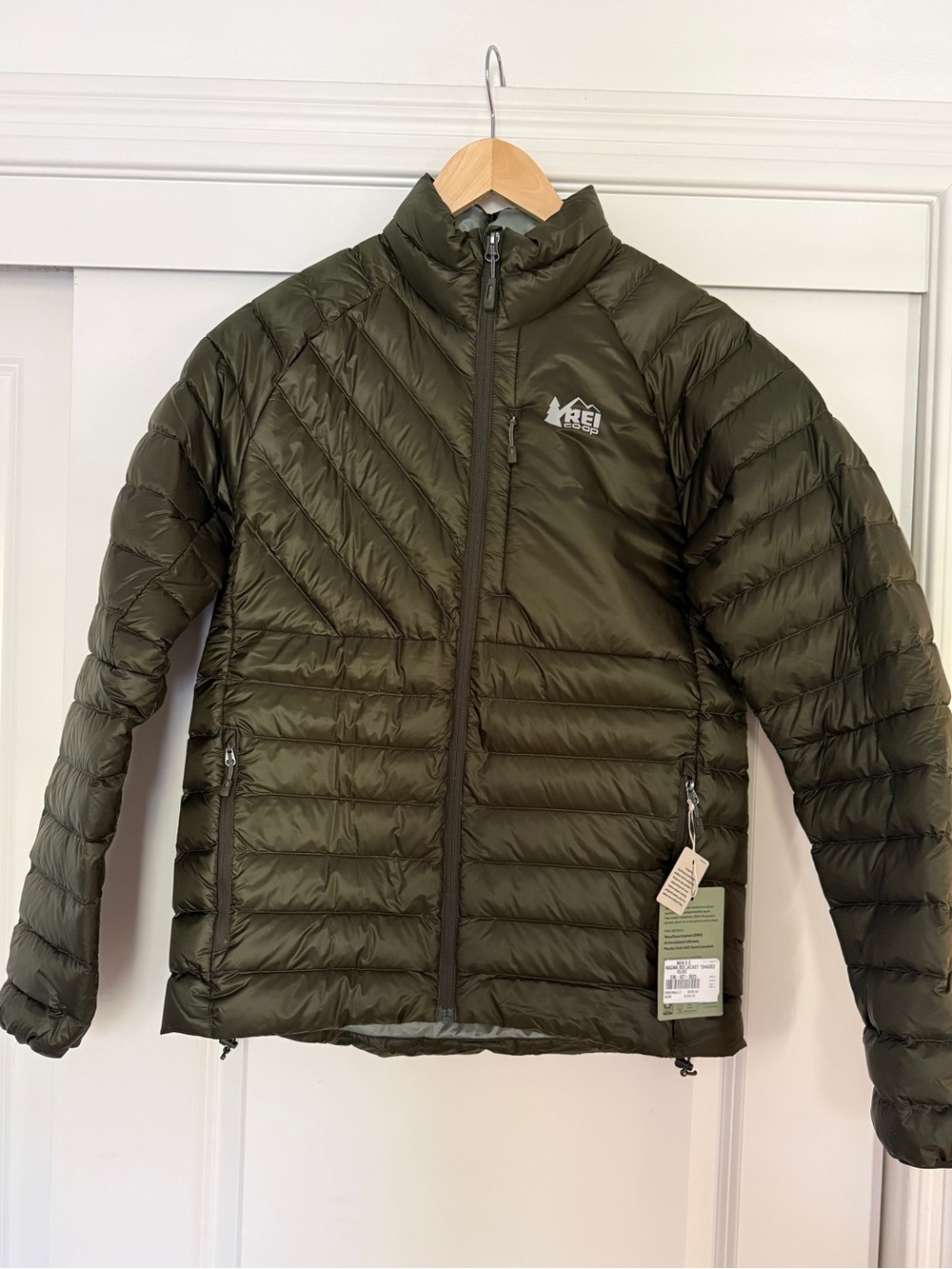 REI Men's Magma 850 Olive Green Packable Down Jacket Size S NEW
